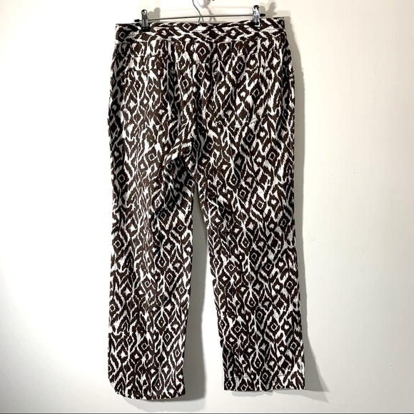 International Concept Brown Print Linen Pants - Picture 5 of 9